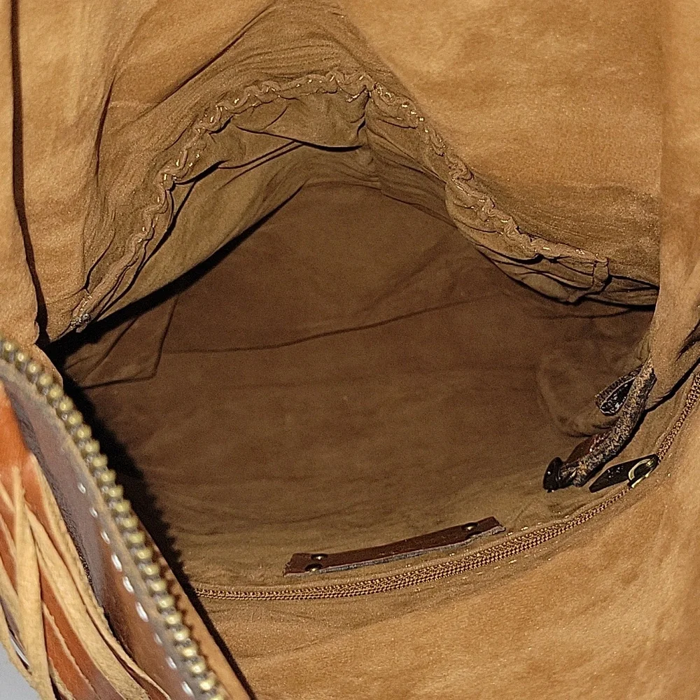 Patricia Nash Classic Tan Leather Fold-Top Backpack Tote Bag